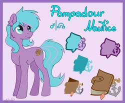 Size: 1800x1484 | Tagged: safe, artist:lambydwight, oc, oc:pompadour nautice, earth pony, pony, reference sheet, solo