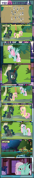 Size: 1666x8543 | Tagged: safe, artist:shootingstarsentry, fluttershy, oc, oc:lilypad, oc:nightshade (digimonlover101), bat pony, changepony, cow, hybrid, pony, comic:the next generation, g4, chair, fluttershy's cottage, interspecies offspring, multiple heads, offspring, parent:doctor caballeron, parent:fluttershy, parent:king sombra, parent:queen chrysalis, parents:caballershy, parents:chrysombra