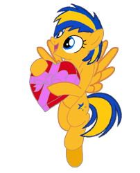 Size: 800x988 | Tagged: safe, artist:mlpfan3991, oc, oc only, oc:flare spark, pegasus, pony, g4, box of chocolates, female, flarebetes, holiday, simple background, solo, transparent background, valentine's day