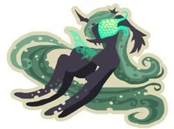 Size: 1199x891 | Tagged: safe, artist:larvaecandy, queen chrysalis, changeling, changeling queen, pony, g4, green changeling, holes in wings, simple background, solo, trypophobia, white background