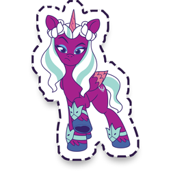 Size: 1024x1024 | Tagged: safe, gameloft, opaline arcana, alicorn, pony, g5, my little pony: mane merge, looking at you, raised hoof, simple background, solo, transparent background