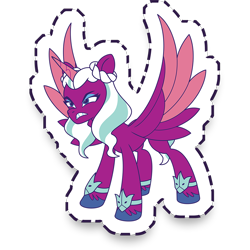 Size: 1024x1024 | Tagged: safe, gameloft, opaline arcana, alicorn, pony, g5, my little pony: mane merge, angry, female, mare, simple background, solo, spread wings, transparent background, wings