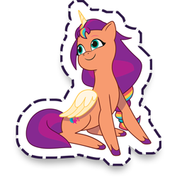 Size: 1024x1024 | Tagged: safe, gameloft, sunny starscout, alicorn, g5, my little pony: mane merge, race swap, simple background, sitting, solo, sunnycorn, transparent background