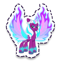 Size: 1024x1024 | Tagged: safe, gameloft, opaline arcana, alicorn, pony, g5, my little pony: mane merge, female, fiery wings, mare, simple background, solo, transparent background, wings