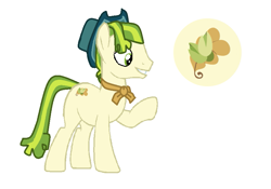 Size: 851x595 | Tagged: safe, artist:princessstar022, pistachio, earth pony, pony, g4, base used, hat, male, older, older pistachio, raised hoof, simple background, solo, stallion, white background