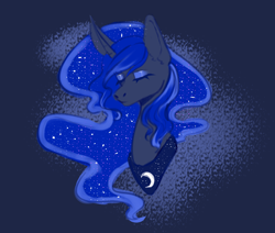 Size: 5760x4875 | Tagged: safe, artist:katrinlove13, princess luna, alicorn, pony, g4, absurd resolution, blue background, bust, eyes closed, female, mare, simple background, solo