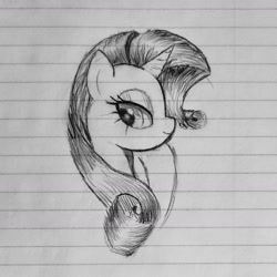 Size: 1754x1754 | Tagged: safe, anonymous artist, rarity, pony, g4, female, lined paper, mare, solo, traditional art