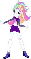 Size: 4720x8783 | Tagged: safe, artist:shootingstarsentry, oc, oc only, oc:velocity wing, human, equestria girls, g4, absurd resolution, dreamworks face, eyebrows, female, grin, human oc, looking at you, offspring, parent:rainbow dash, parent:soarin', parents:soarindash, raised eyebrow, simple background, smiling, smiling at you, solo, transparent background