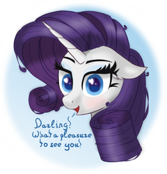 Size: 2340x2442 | Tagged: safe, artist:raritymylove, rarity, g4, blushing, bust, darling, ear fluff, floppy ears, heart, heart eyes, looking at you, portrait, solo, text, wingding eyes