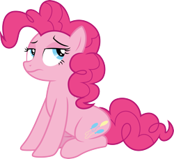 Size: 3283x3000 | Tagged: safe, artist:cloudy glow, pinkie pie, earth pony, pony, a friend in deed, g4, .ai available, female, mare, pinkie pie is not amused, simple background, sitting, solo, transparent background, unamused, vector