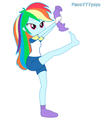 Size: 1714x1959 | Tagged: safe, artist:paco777yuyu, edit, rainbow dash, equestria girls, g4, barefoot, clothes, feet, female, fetish, foot fetish, rainbow, simple background, socks, socks off, soles, solo, stocking feet, transparent background