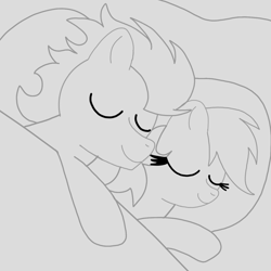 Size: 1400x1400 | Tagged: safe, artist:mrsdashskies, rainbow dash, soarin', pegasus, pony, g4, female, male, mare, ship:soarindash, shipping, sketch, sleeping, stallion, straight