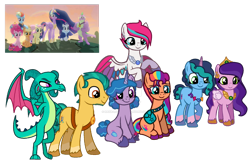 Size: 1280x822 | Tagged: safe, artist:hate-love12, applejack, fluttershy, hitch trailblazer, izzy moonbow, misty brightdawn, pinkie pie, pipp petals, rainbow dash, rarity, sparky sparkeroni, spike, sunny starscout, twilight sparkle, zipp storm, alicorn, pony, g4, g5, the last problem, alternate hairstyle, base used, deviantart watermark, g5 to g4, generation leap, gigachad spike, hitch and his heroine, izzy and her heroine, mane seven, mane six, mane stripe sunny, misty and her heroine, obtrusive watermark, older, older applejack, older fluttershy, older hitch trailblazer, older izzy moonbow, older mane seven, older mane six, older misty brightdawn, older pinkie pie, older pipp petals, older rainbow dash, older rarity, older sparky sparkeroni, older spike, older sunny starscout, older twilight, older twilight sparkle (alicorn), older zipp storm, pipp and her heroine, princess twilight 2.0, simple background, sparky and his hero, sunny and her heroine, sunny's bag, transparent background, twilight sparkle (alicorn), watermark, zipp and her heroine
