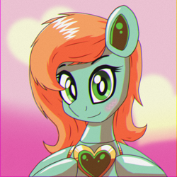 Size: 1500x1500 | Tagged: safe, artist:trackheadtherobopony, oc, oc:goldheart, pony, robot, robot pony, bust, heart, solo