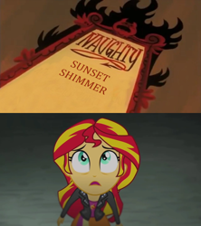 Size: 1280x1440 | Tagged: safe, anonymous artist, anonymous editor, edit, edited screencap, screencap, sunset shimmer, human, equestria girls, g4, clothes, equestria girls drama, jacket, shirt, shocked, shocked expression, shocked eyes, skirt, the powerpuff girls