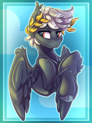 Size: 1500x2000 | Tagged: safe, artist:starcasteclipse, oc, oc only, oc:albatross, pegasus, pony, abstract background, bust, male, partially open wings, solo, stallion, sternocleidomastoid, wings