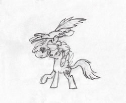 Size: 750x611 | Tagged: safe, artist:rebron-y, rainbow dash, soarin', pegasus, pony, g4, duo, female, male, mare, ship:soarindash, shipping, sketch, stallion, straight, traditional art