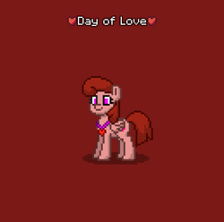 Size: 388x385 | Tagged: safe, oc, oc only, oc:day of love, pegasus, pony, pony town, female, heart, hearts and hooves day, holiday, holiday pony, jewelry, necklace, pegasus oc, pendant, pink fur, red background, red mane, red tail, simple background, solo, tail, valentine, valentine's day, valentine's day pony