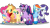 Size: 1280x720 | Tagged: safe, artist:bluemario11, part of a set, applejack, fluttershy, pinkie pie, rainbow dash, rarity, twilight sparkle, earth pony, pegasus, pony, unicorn, g4, bandage, bandaged leg, female, fluttershy is short, fluttershy is smol, glasses, mane six, simple background, smolshy, transparent background