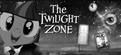 Size: 684x314 | Tagged: safe, artist:mgrifgljegn, twilight sparkle, g4, door, female, grayscale, hi anon, mare, meme, monochrome, open mouth, pun, the twilight sparkle zone, the twilight zone