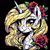 Size: 4096x4096 | Tagged: safe, artist:corymbia, oc, oc only, oc:yellowstar, pony, unicorn, fanfic:the star in yellow, bust, female, flower, flower in hair, geometric, innocent, newbie artist training grounds, portrait, rose, solo, stained glass