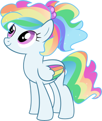 Size: 7767x9214 | Tagged: safe, artist:shootingstarsentry, oc, oc only, oc:rainbow wonder, pegasus, pony, absurd resolution, colored wings, female, mare, multicolored wings, offspring, parent:rainbow dash, parent:soarin', parents:soarindash, simple background, solo, transparent background, wings