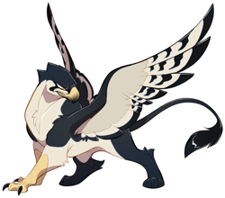Size: 2439x2142 | Tagged: safe, artist:kez, oc, oc only, oc:giza, griffon, egyptian, griffon oc, high res, looking to the right, outline, simple background, solo, spread wings, transparent background, white outline, wings