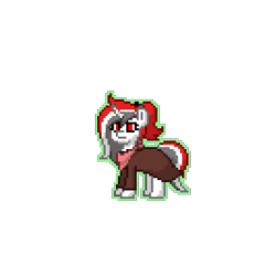 Size: 400x400 | Tagged: safe, oc, oc only, oc:red rocket, unicorn, ashes town, cloak, clothes, eyes open, multicolored hair, pixel art, red eyes, scarf, simple background, solo, transparent background
