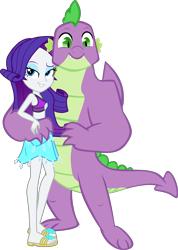 Size: 3166x4454 | Tagged: safe, alternate version, artist:dustinwatsongkx, artist:memnoch, edit, vector edit, rarity, spike, dragon, human, equestria girls, g4, my little pony equestria girls: better together, the last problem, bikini, breasts, clothes, duo, feet, female, gigachad spike, hand on hip, high res, interspecies, looking at you, male, midriff, older, older spike, rarity's blue sarong, rarity's purple bikini, sandals, sarong, ship:sparity, shipping, simple background, straight, swimsuit, transparent background, vector, winged spike, wings
