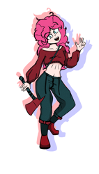 Size: 1747x3079 | Tagged: safe, pinkie pie, human, g4, axe, belly button, clothes, female, humanized, simple background, solo, sweater, weapon, white background