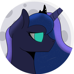 Size: 1000x1000 | Tagged: safe, artist:eborn, princess luna, alicorn, pony, g4, bust, crown, female, glowing, glowing eyes, jewelry, moon, regalia, shooting star, simple background, solo, transparent background
