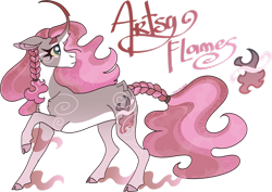 Size: 1920x1356 | Tagged: safe, artist:mrufka69, oc, oc only, oc:artsy flame, pony, unicorn, cloven hooves, curved horn, female, horn, mare, simple background, solo, transparent background