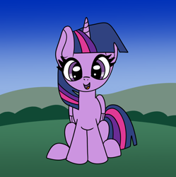 Size: 1600x1604 | Tagged: safe, artist:platinumdrop, twilight sparkle, alicorn, pony, g4, female, mare, sitting, smiling, solo, twilight sparkle (alicorn)