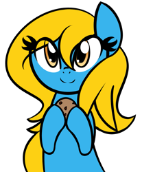 Size: 1141x1377 | Tagged: safe, artist:furrgroup, oc, oc only, oc:internet explorer, earth pony, pony, ask internet explorer, browser ponies, cookie, female, food, internet explorer, mare, simple background, solo, white background