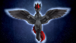 Size: 4000x2250 | Tagged: safe, artist:vepital', pegasus, belly button, closed mouth, ears up, eyes open, front view, looking at you, solo, spread hooves, spread wings, stare, underhoof, unshorn fetlocks, wings