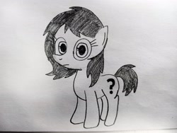 Size: 4160x3120 | Tagged: safe, artist:dhm, oc, oc:filly anon, pony, blank stare, cute, female, filly, monochrome, sketch, solo, thousand yard stare, traditional art