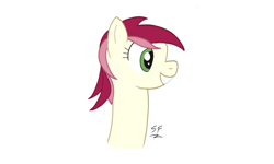 Size: 2483x1494 | Tagged: safe, artist:solemnfutury, roseluck, pony, g4, female, looking right, mare, simple background, smiling, solo, white background