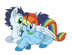 Size: 933x720 | Tagged: safe, artist:dasher666, artist:xenon, edit, rainbow dash, soarin', pegasus, pony, g4, female, male, ship:soarindash, shipping, simple background, straight, white background