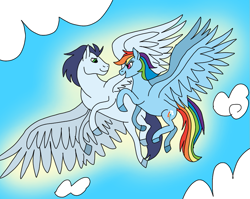 Size: 905x720 | Tagged: safe, artist:dasher666, artist:nattikay, edit, rainbow dash, soarin', pegasus, pony, g4, female, male, ship:soarindash, shipping, straight