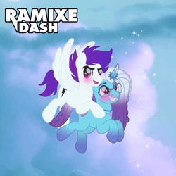 Size: 2560x2560 | Tagged: safe, artist:ramixe dash, comet (g5), oc, oc:lightning stars, auroricorn, pegasus, pony, g5, blushing, duo, gay, glasses, high res, male