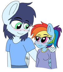 Size: 720x829 | Tagged: safe, artist:dasher666, artist:fluffyrainbowkitty, edit, rainbow dash, soarin', anthro, g4, female, male, ship:soarindash, shipping, simple background, straight, white background