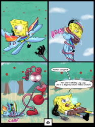 Size: 6000x8000 | Tagged: safe, artist:chedx, rainbow dash, pegasus, comic:learning with pibby glitch battles, g4, comic, commission, community related, crossover, fanfic, mommy long legs, multiverse, poppy playtime, spongebob squarepants