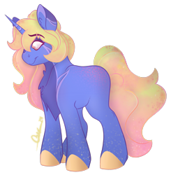 Size: 2305x2350 | Tagged: safe, artist:trashpanda czar, oc, oc only, oc:proxima majora, pony, unicorn, body markings, female, glowing mane, hair bun, high res, long tail, mare, simple background, solo, tail, transparent background, wavy mane, wavy tail