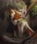 Size: 1800x2148 | Tagged: safe, artist:klarapl, autumn blaze, oc, oc:lotus cinder, kirin, fanfic:words of power, g4, butt, cloak, clothes, cloven hooves, commission, concave belly, eyes closed, fanfic art, hug, kirin oc, leaves, not fluttershy, plot, slender, thin, tree