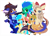 Size: 4664x3312 | Tagged: safe, artist:belka-sempai, oc, oc only, oc:belka, oc:dandelion "buttercup", oc:lumiere eleve, oc:night sky (polak23), oc:northlight (oleniandeer), oc:sky splash, oc:solstice horizon, alicorn, deer, draconequus, hippogriff, lamia, original species, pegasus, pony, unicorn, 2024 community collab, derpibooru community collaboration, cute, disguise, disguised changeling, group, heterochromia, horn, simple background, transparent background, unshorn fetlocks, wings