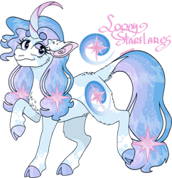 Size: 1600x1651 | Tagged: safe, artist:mrufka69, oc, oc only, oc:loony starflares, pony, unicorn, cloven hooves, curved horn, female, horn, mare, simple background, solo, transparent background