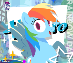 Size: 2063x1779 | Tagged: safe, artist:neoblastonda, rainbow dash, pegasus, pony, g4, female, happy, hasbro, hasbro logo, logo, my little pony logo, solo