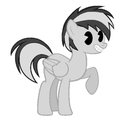 Size: 905x883 | Tagged: safe, artist:mlpfan3991, oc, oc only, oc:flare spark, pegasus, pony, 30s, black and white, disney style, female, grayscale, monochrome, simple background, smiling, solo, transparent background