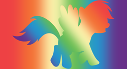 Size: 1973x1070 | Tagged: safe, anonymous artist, rainbow dash, pegasus, pony, g4, gradient background, rainbow, silhouette, solo