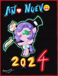 Size: 2026x2658 | Tagged: safe, artist:rammzblood, pipp petals, pegasus, pony, g5, 2024, baby, baby pony, diaper, female, filly, filly pipp petals, foal, happy new year 2024, high res, new year, younger